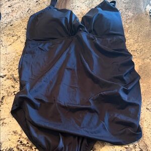 Swimsuits For All Black One-Piece with Gold Ring Detail